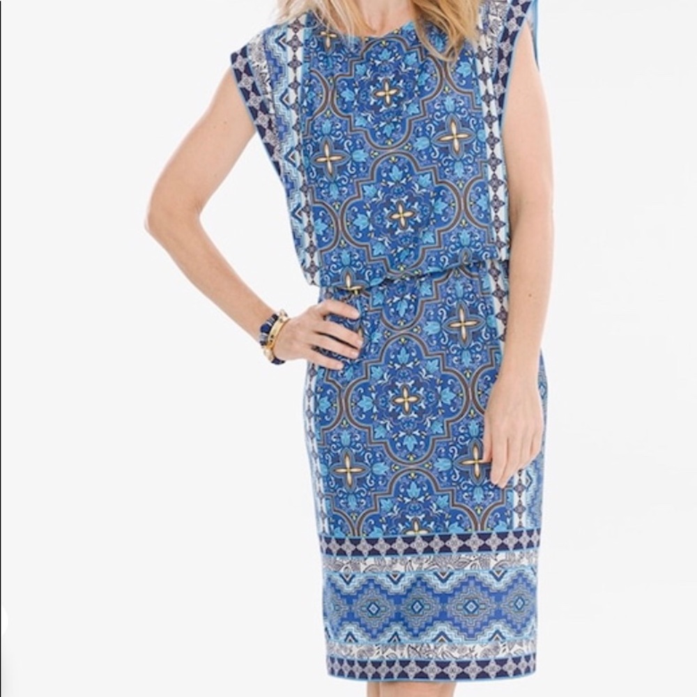 Mixed print blouson dress